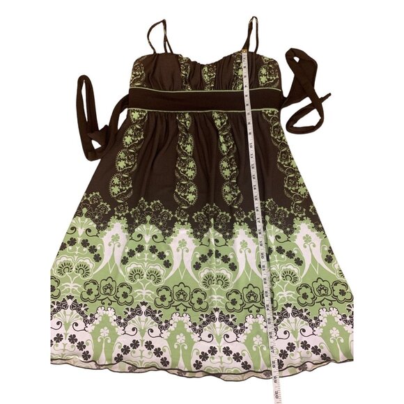 Speechless Womens Brown & Green Floral Empire Waist Sundress With Spaghetti Stra - Picture 6 of 10